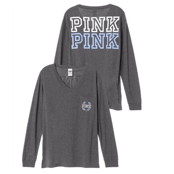 Victoria's Secret PINK | Long Sleeve V-Neck Pocket Tee | Size Extra Small - Picture 2 of 12